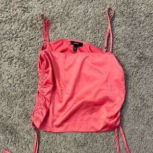 Aqua Coral Pink Ruched Cami with Adjustable Straps